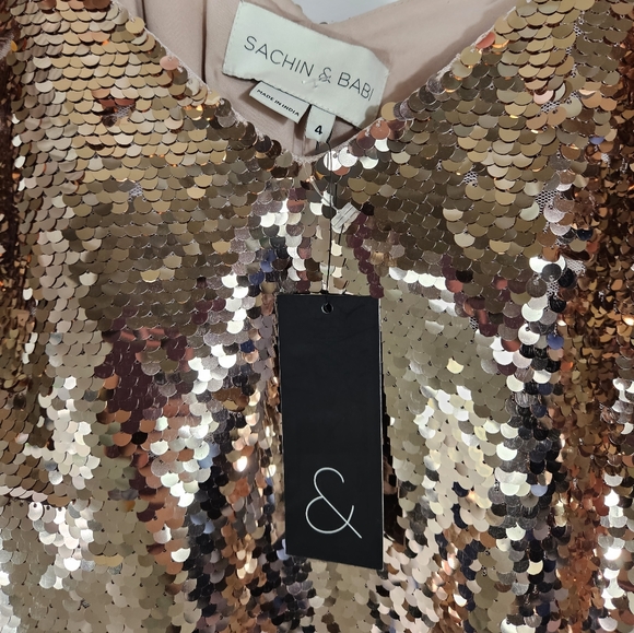 Sachin & Babi | Dolly Gold Sequin Organza Slip Dress NWT - Picture 7 of 7